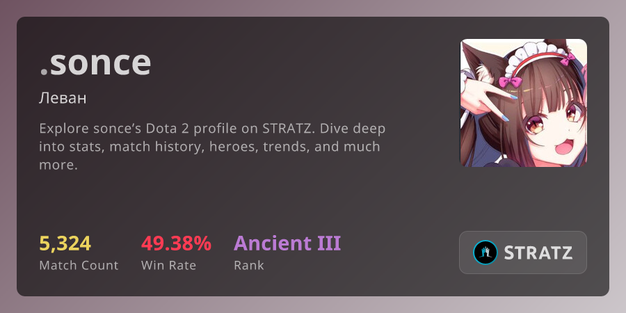 sonce (Леван) from Maybe next time › Overview | STRATZ - Dota 2 Stats