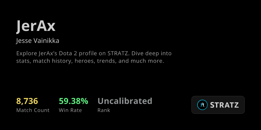JerAx (Jesse Vainikka) › Overview | STRATZ - Dota 2 Stats