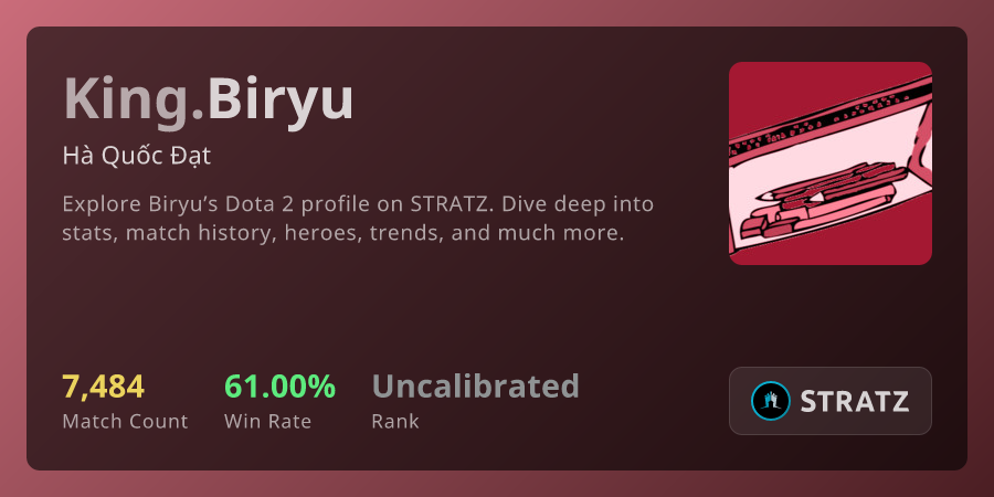 Biryu (Hà Quốc Đạt) from Kingdra › Overview | STRATZ - Dota 2 Stats