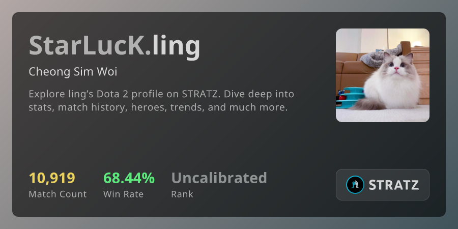 ling (Cheong Sim Woi) from Boooooooooom! › Overview | STRATZ - Dota 2 Stats